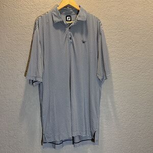 FootJoy Black and White Stripped Short Sleeve Polo Size L with Logo